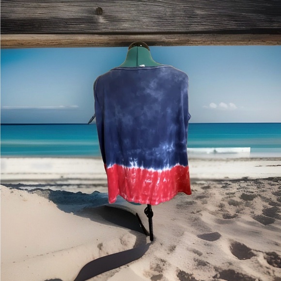 Anvil Tank Top T Shirt  Tye Dyed Size 2X Patriotic Red White Blue Y2K Unisex - Picture 2 of 7